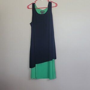 Jessica Howard Navy Blue And Green Midi Dress Size 14W
